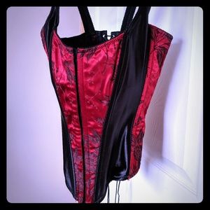 Black and red brocade Victoria's Secret bustier